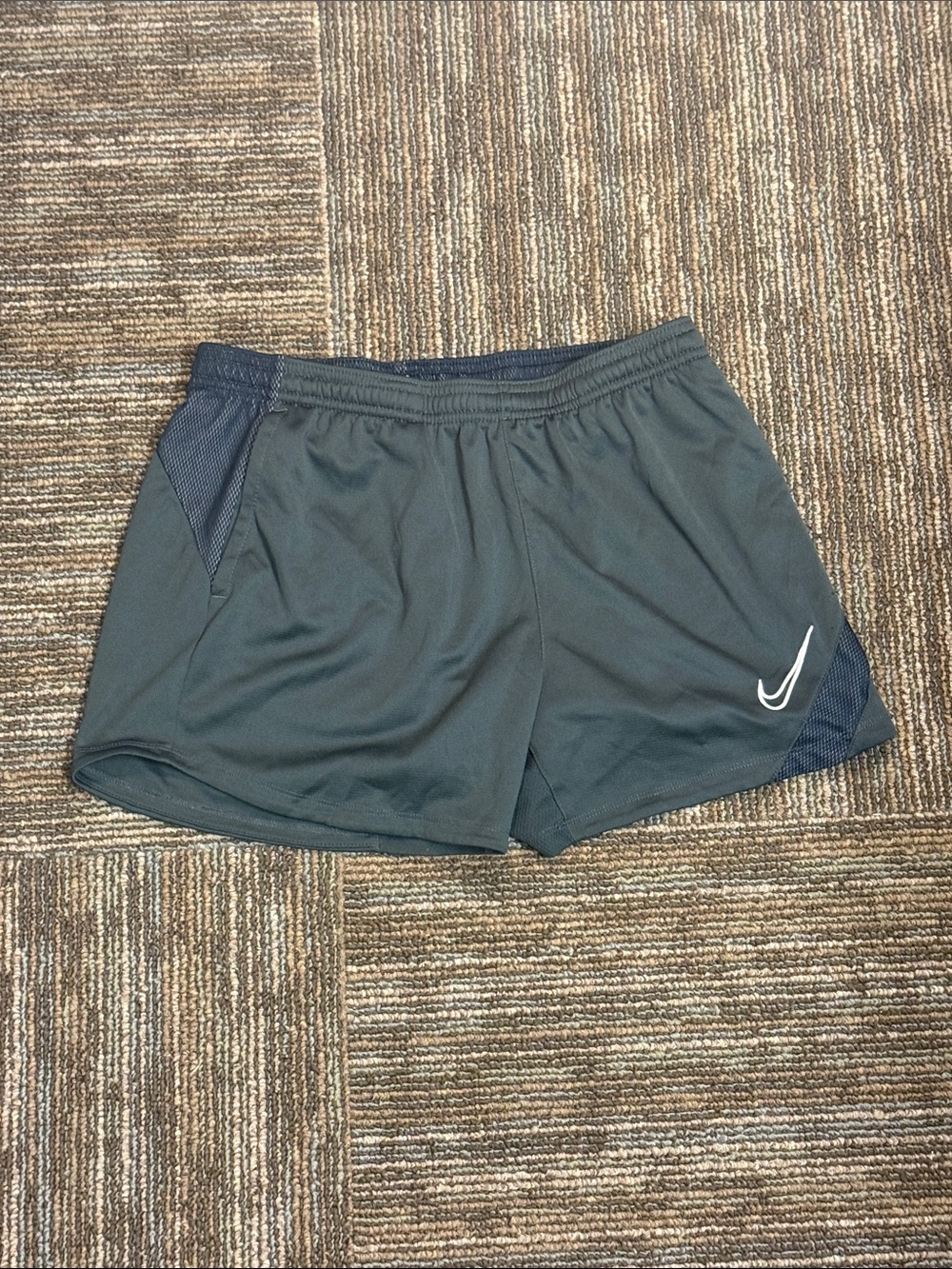 Nike Women's Charcoal Athletic Shorts with White Swoosh